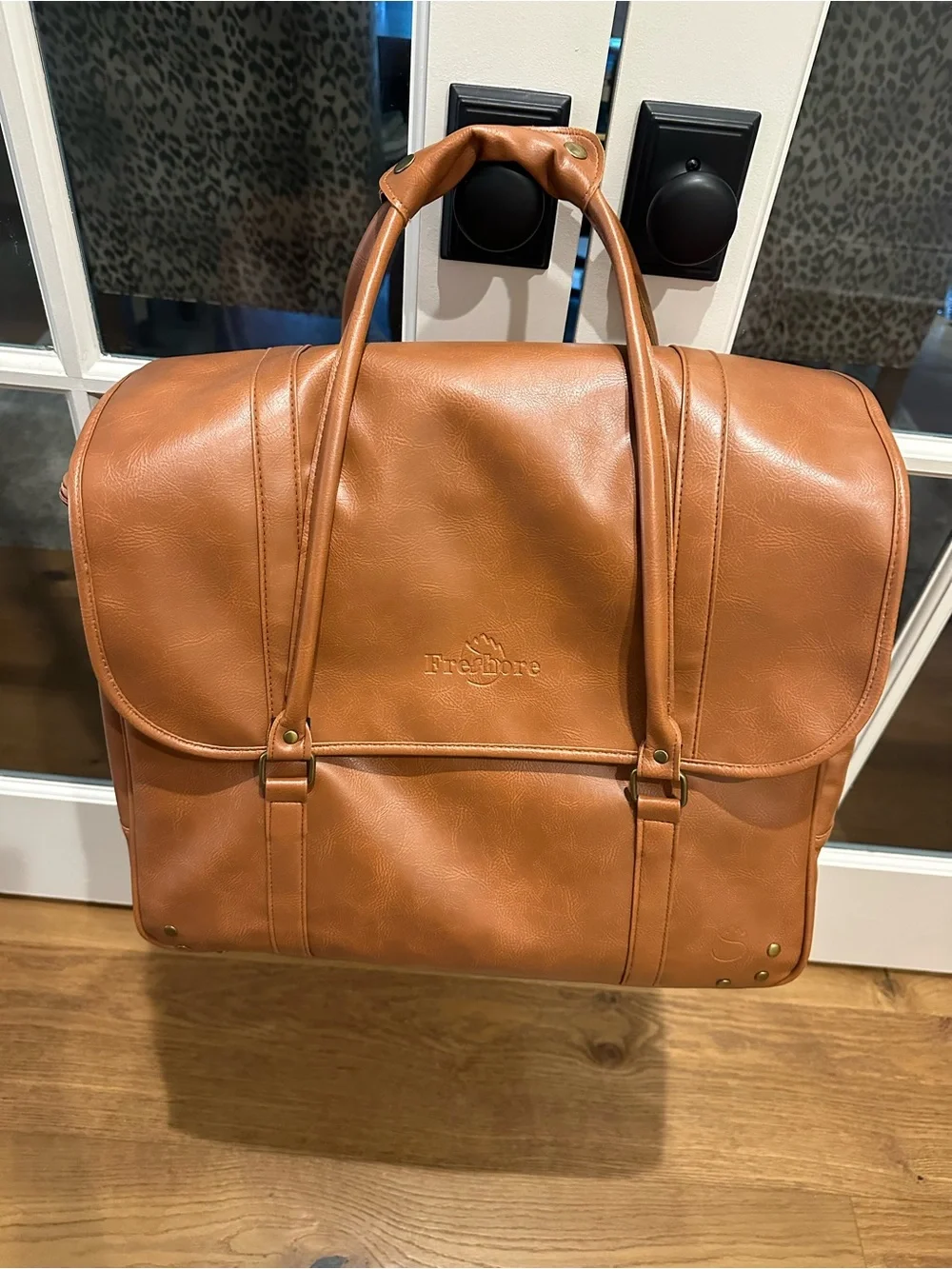 Foreshore Insulated Wine Bottle Carrier and Leather Messenger Bag for Men - Tan